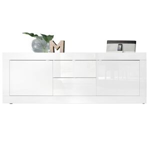 Miliboo Aparador moderno blanco lacado brillante con cajones L210 cm LATTE