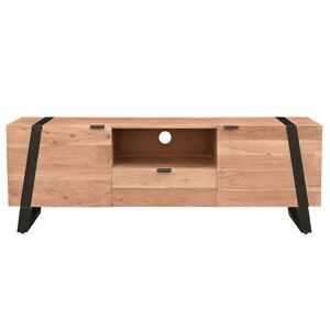 Miliboo Mueble TV de acacia maciza y metal negro 150 cm ALVARO