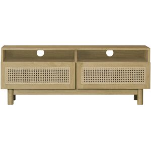 Miliboo Mueble TV de madera clara y caña de ratán 120 cm GALINA