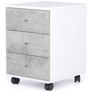 Mobili Fiver Cajonera con ruedas Clara, en blanco mate con cajones en gris cemento