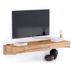 Mobili Fiver Mueble Tv Suspendido Evolution 120x40, Madera Rustica con cargador inalámbrico