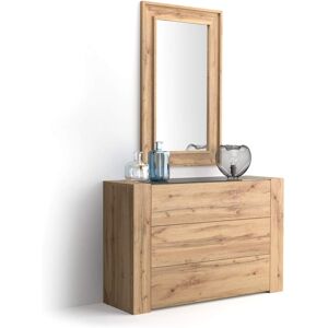 Mobili Fiver Cómoda con tablero de vidrio Iacopo, color Madera rústica