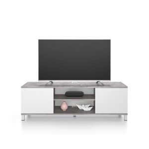 Mobili Fiver Mueble de TV Rachele, color Cemento gris - Fresno blanco