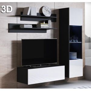 Conjunto de muebles Luke 3D negro y blanco (1,6m)