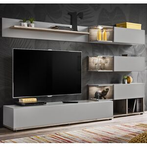 Mueble de salón modelo Odin color gris perla y truffle (2,4m)