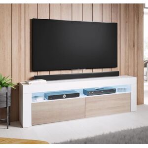 Mueble TV modelo Aker (140x50,5cm) color blanco y sonoma