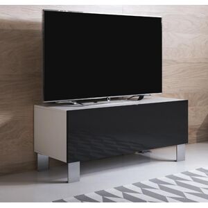 Mueble TV modelo Luke H1 (100x42cm) color blanco y negro con patas de aluminio