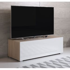 Mueble TV modelo Luke H1 (100x32cm) color sonoma y blanco con patas estándar