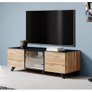 Mueble TV Viena (150x47cm) color roble wotan y negro con LED