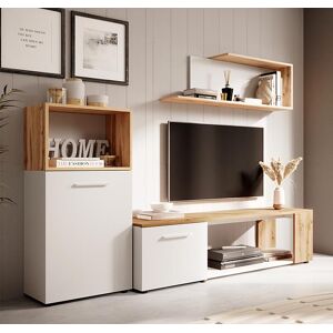 Mueble de salón modelo Romina color blanco y roble (2m)