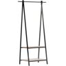 Klast Home Perchero con baldas de madera y metal negro 75 x 150 cm