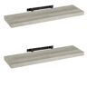 LOLAhome Set de 2 estantes de pared flotantes de MDF gris de 80x24x4 cm