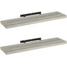 LOLAhome Set de 2 estantes de pared flotantes de MDF gris de 120x24x4 cm