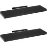 LOLAhome Set de 2 estantes de pared flotantes de MDF negro de 80x24x4 cm