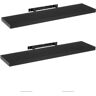 LOLAhome Set de 2 estantes de pared flotantes de MDF negro de 100x24x4 cm