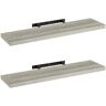 LOLAhome Set de 2 estantes de pared flotantes de MDF gris de 100x24x4 cm