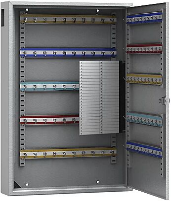 kaiserkraft Armario para llaves, pintado en gris, con ranura de introducción, con 100 ganchos