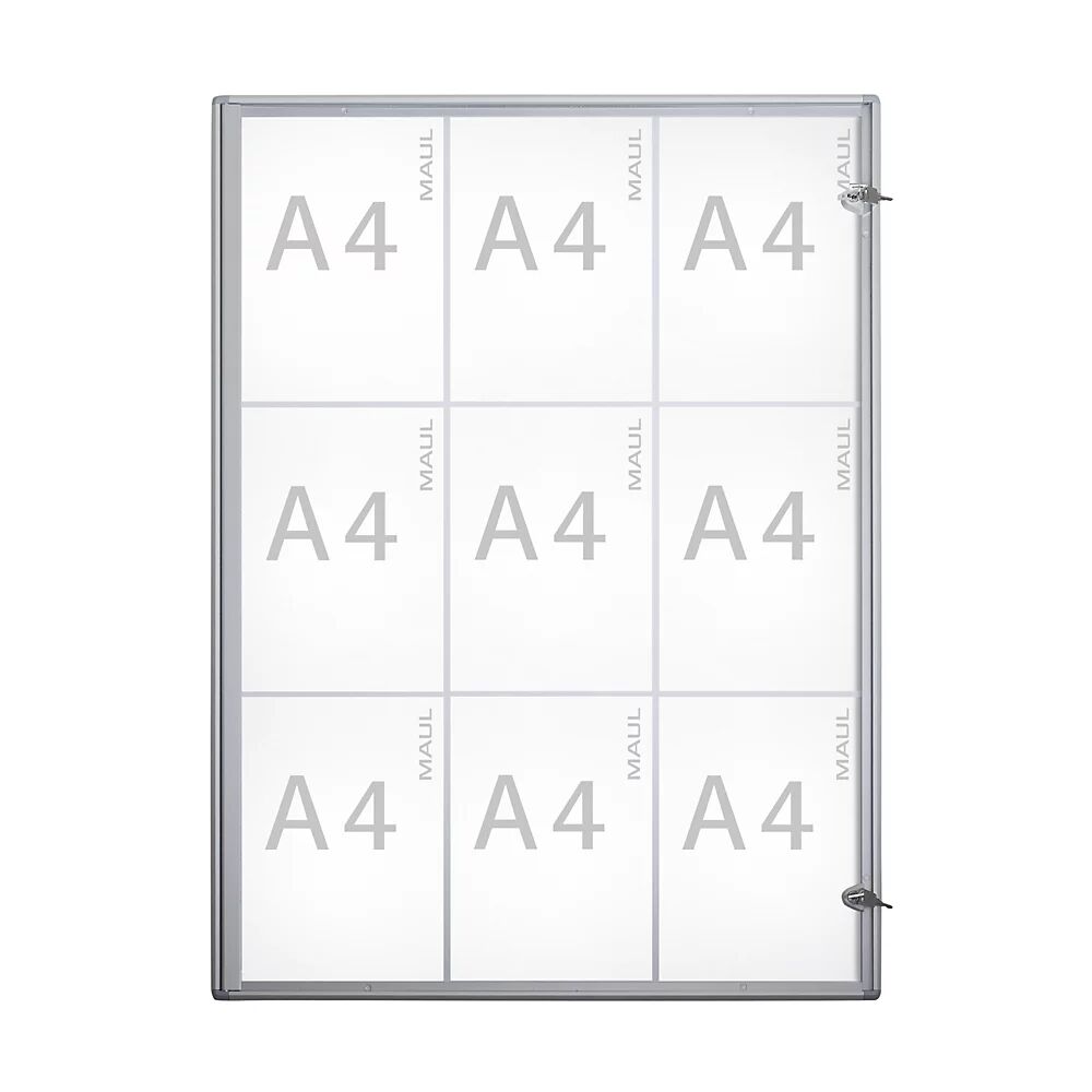 MAUL Vitrina, profundidad exterior 27 mm, altura exterior 963 mm, 9 x DIN A4