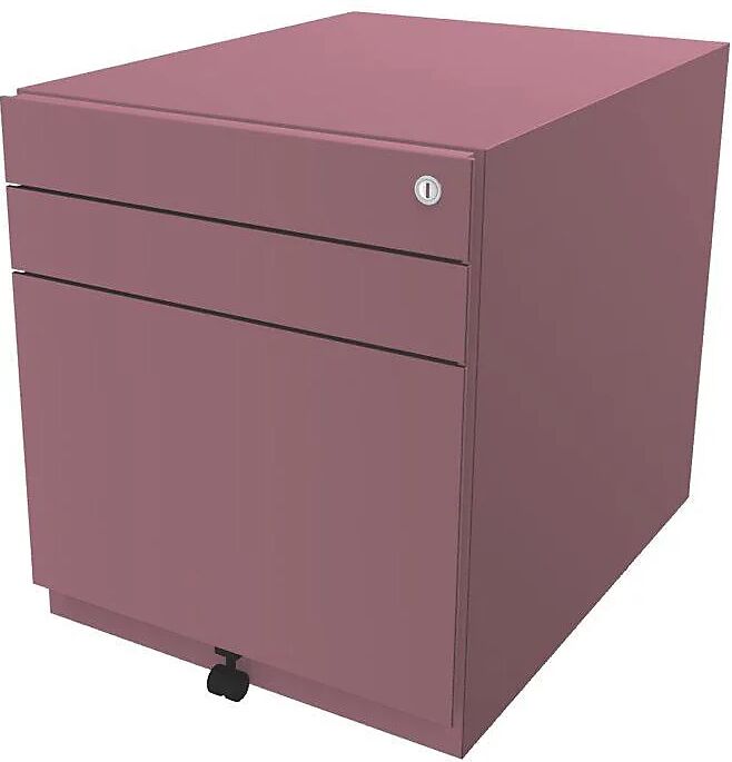 BISLEY Buck rodante Note™ con 2 cajones universales y 1 archivador colgante, H x A x P 565 x 420 x 565 mm, rosa