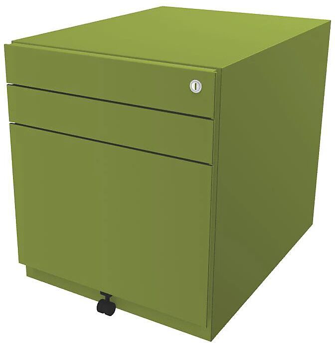 BISLEY Buck rodante Note™ con 2 cajones universales y 1 archivador colgante, H x A x P 565 x 420 x 565 mm, verde