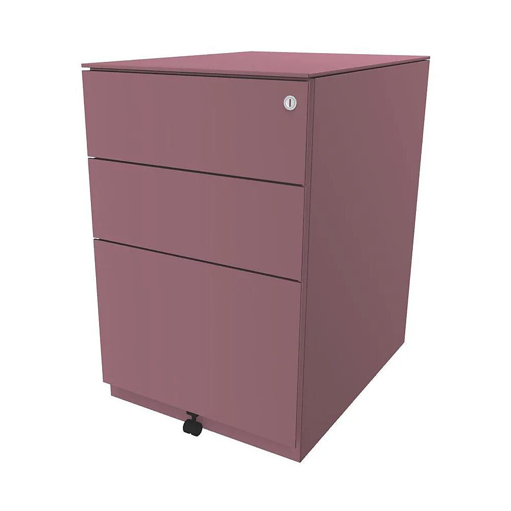 BISLEY Buck rodante Note™ con 2 cajones universales y 1 archivador colgante, H x A x P 652 x 420 x 565 mm, con cubierta, rosa