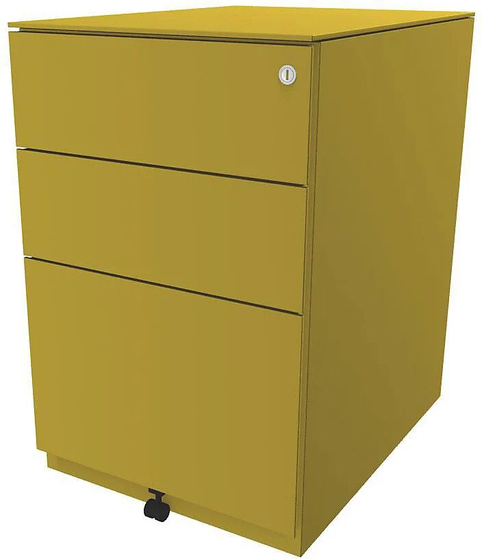 BISLEY Buck rodante Note™ con 2 cajones universales y 1 archivador colgante, H x A x P 652 x 420 x 565 mm, con cubierta, amarillo