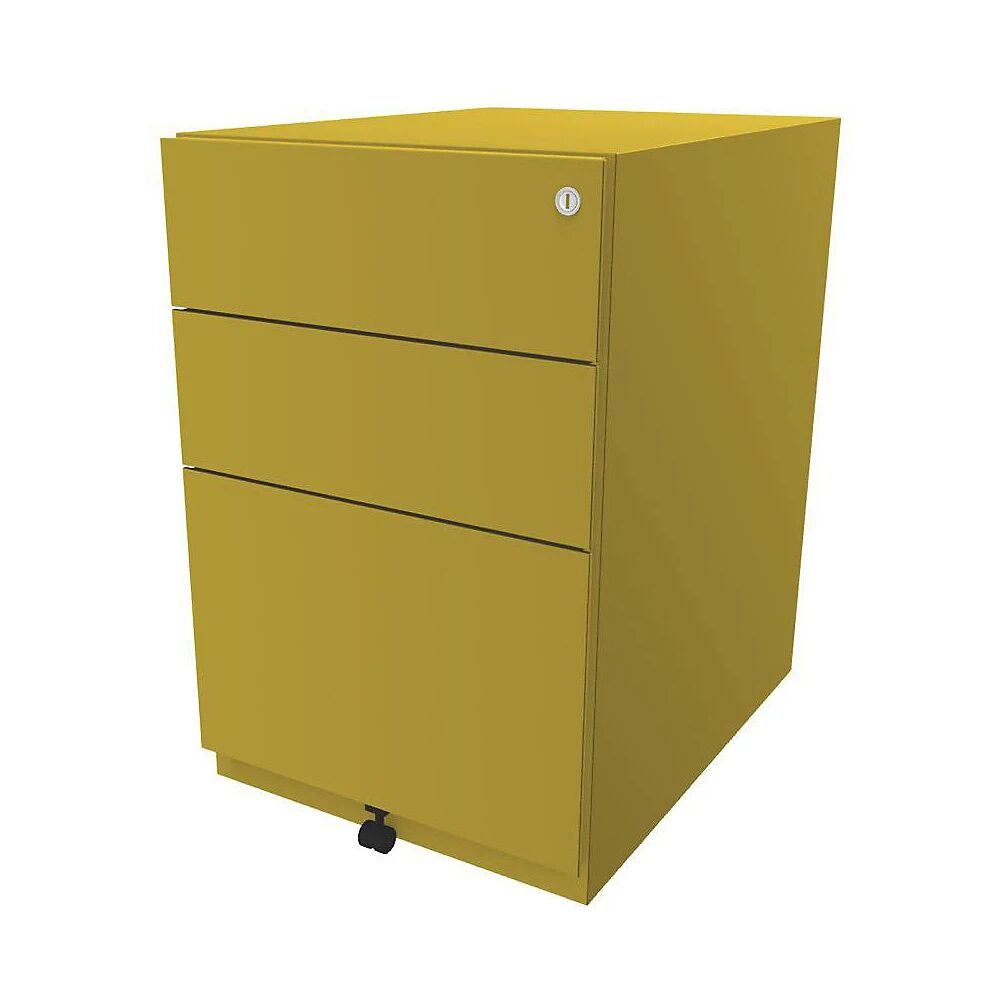 BISLEY Buck rodante Note™ con 2 cajones universales y 1 archivador colgante, H x A x P 645 x 420 x 565 mm, amarillo