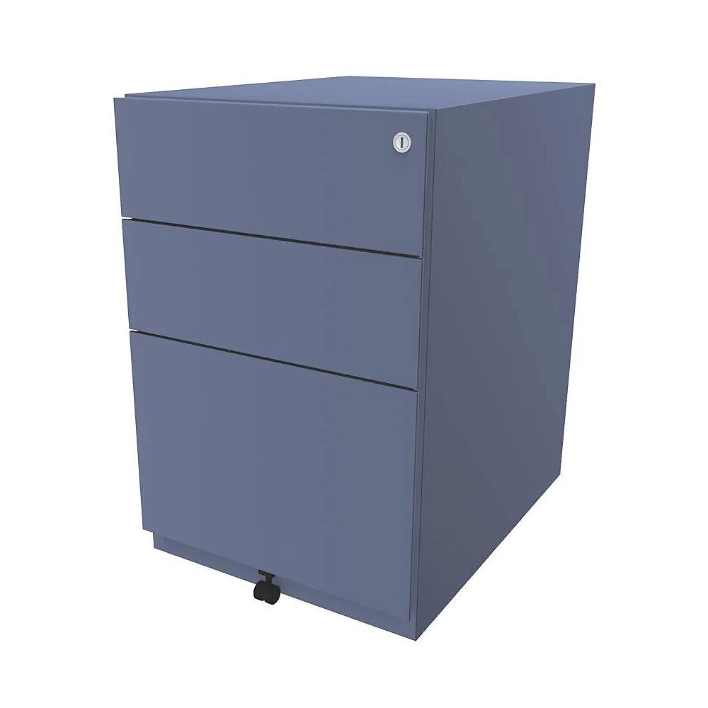 BISLEY Buck rodante Note™ con 2 cajones universales y 1 archivador colgante, H x A x P 645 x 420 x 565 mm, azul