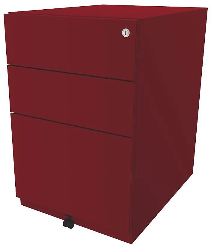 BISLEY Buck rodante Note™ con 2 cajones universales y 1 archivador colgante, H x A x P 645 x 420 x 565 mm, rojo cardenal