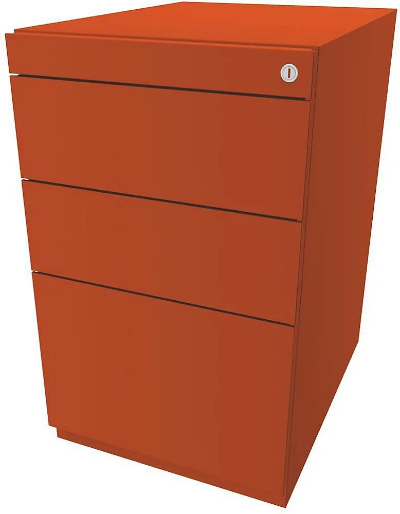 BISLEY Buck fijo Note™ con 2 cajones universales y 1 cajón para archivadores colgantes, sin cubierta, profundidad 565 mm, naranja