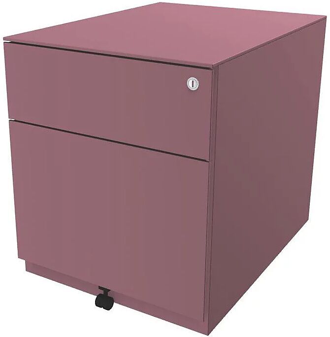 BISLEY Buck rodante Note™ con 1 archivador colgante y 1 cajón universal, H x A x P 502 x 420 x 565 mm, con tirador y cubierta, rosa