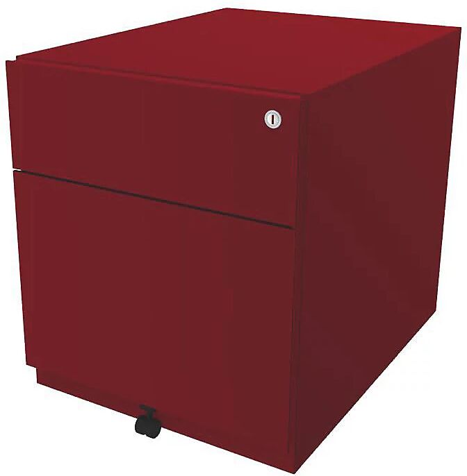 BISLEY Buck rodante Note™ con 1 archivador colgante y 1 cajón universal, H x A x P 495 x 420 x 565 mm, con tirador, rojo cardenal