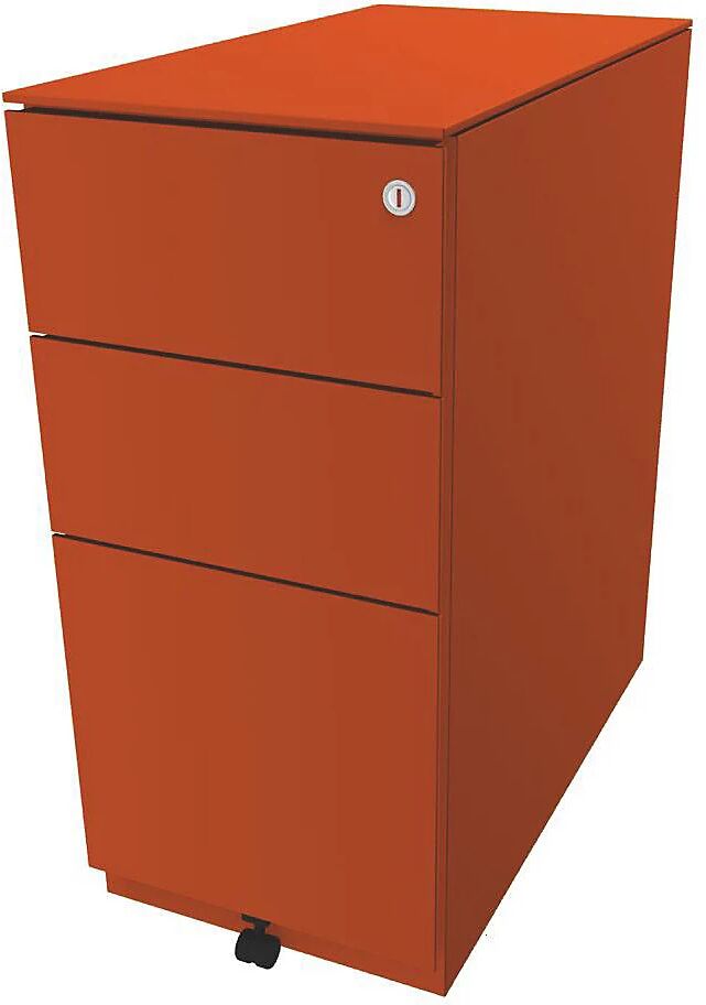 BISLEY Buck rodante Note™ con 2 cajones universales y 1 archivador colgante, H x A x P 652 x 300 x 565 mm, con cubierta, naranja