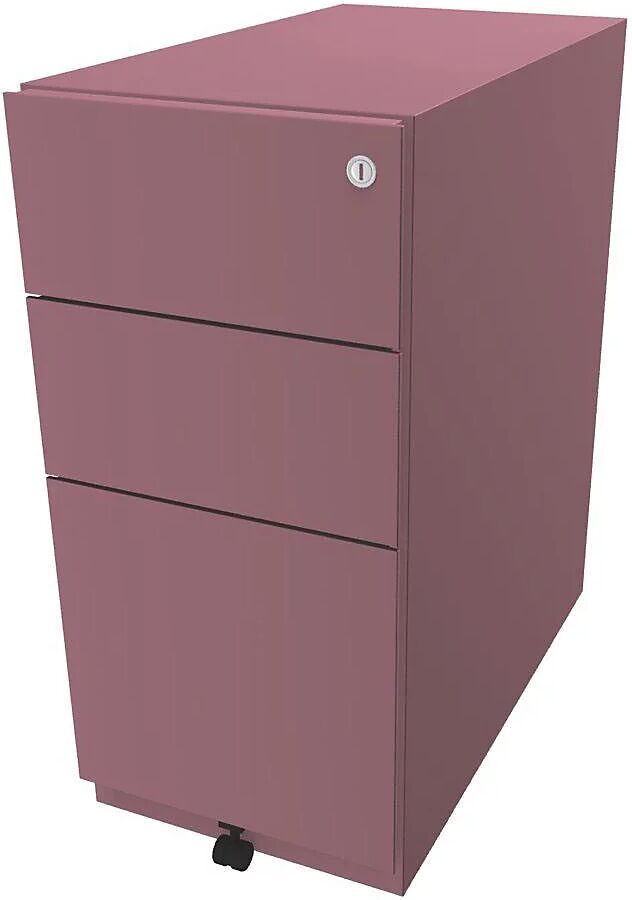 BISLEY Buck rodante Note™ con 2 cajones universales y 1 archivador colgante, H x A x P 645 x 300 x 565 mm, rosa