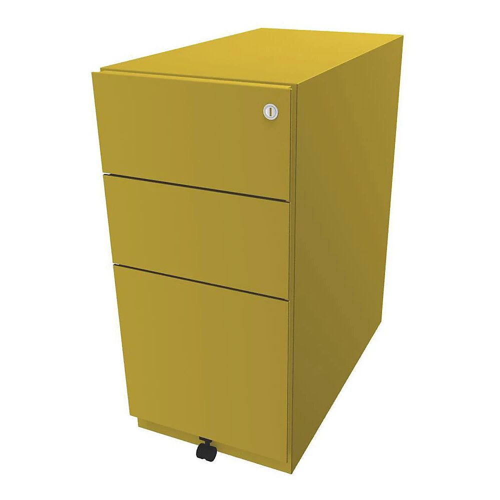 BISLEY Buck rodante Note™ con 2 cajones universales y 1 archivador colgante, H x A x P 645 x 300 x 565 mm, amarillo