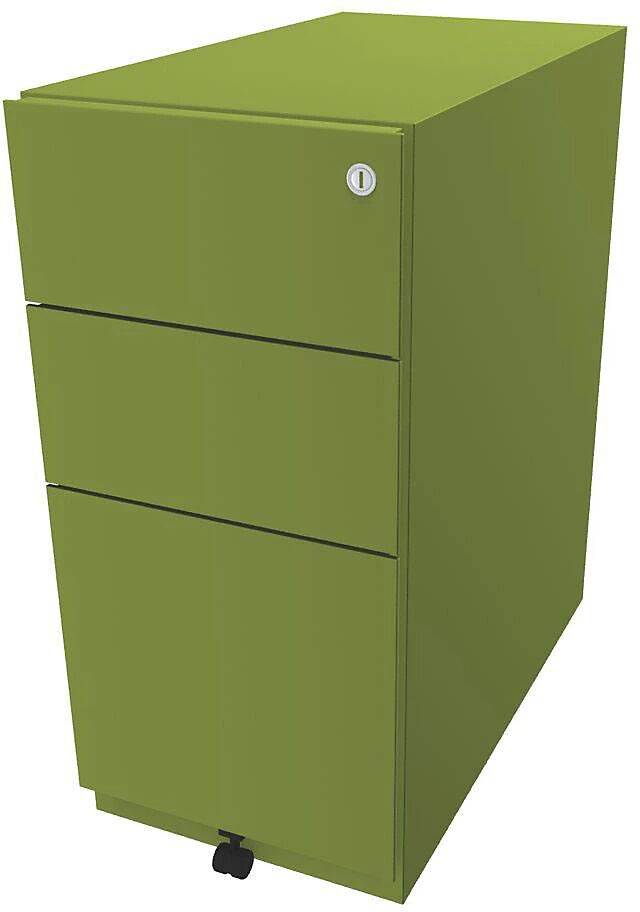 BISLEY Buck rodante Note™ con 2 cajones universales y 1 archivador colgante, H x A x P 645 x 300 x 565 mm, verde