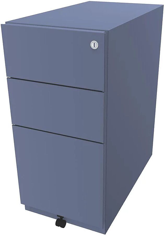 BISLEY Buck rodante Note™ con 2 cajones universales y 1 archivador colgante, H x A x P 645 x 300 x 565 mm, azul