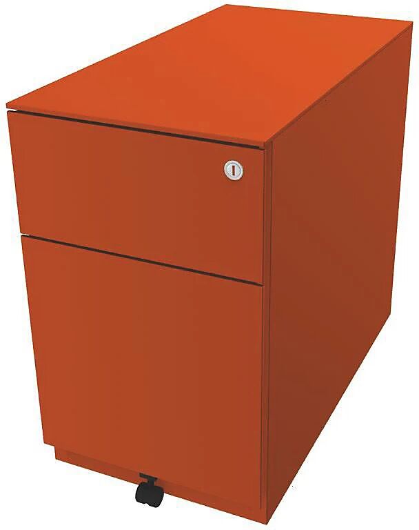 BISLEY Buck rodante Note™ con 1 archivador colgante y 1 cajón universal, H x A x P 502 x 300 x 565 mm, con tirador y cubierta, naranja