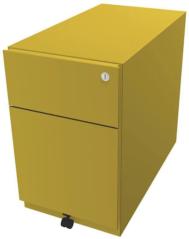 BISLEY Buck rodante Note™ con 1 archivador colgante y 1 cajón universal, H x A x P 495 x 300 x 565 mm, con tirador, amarillo