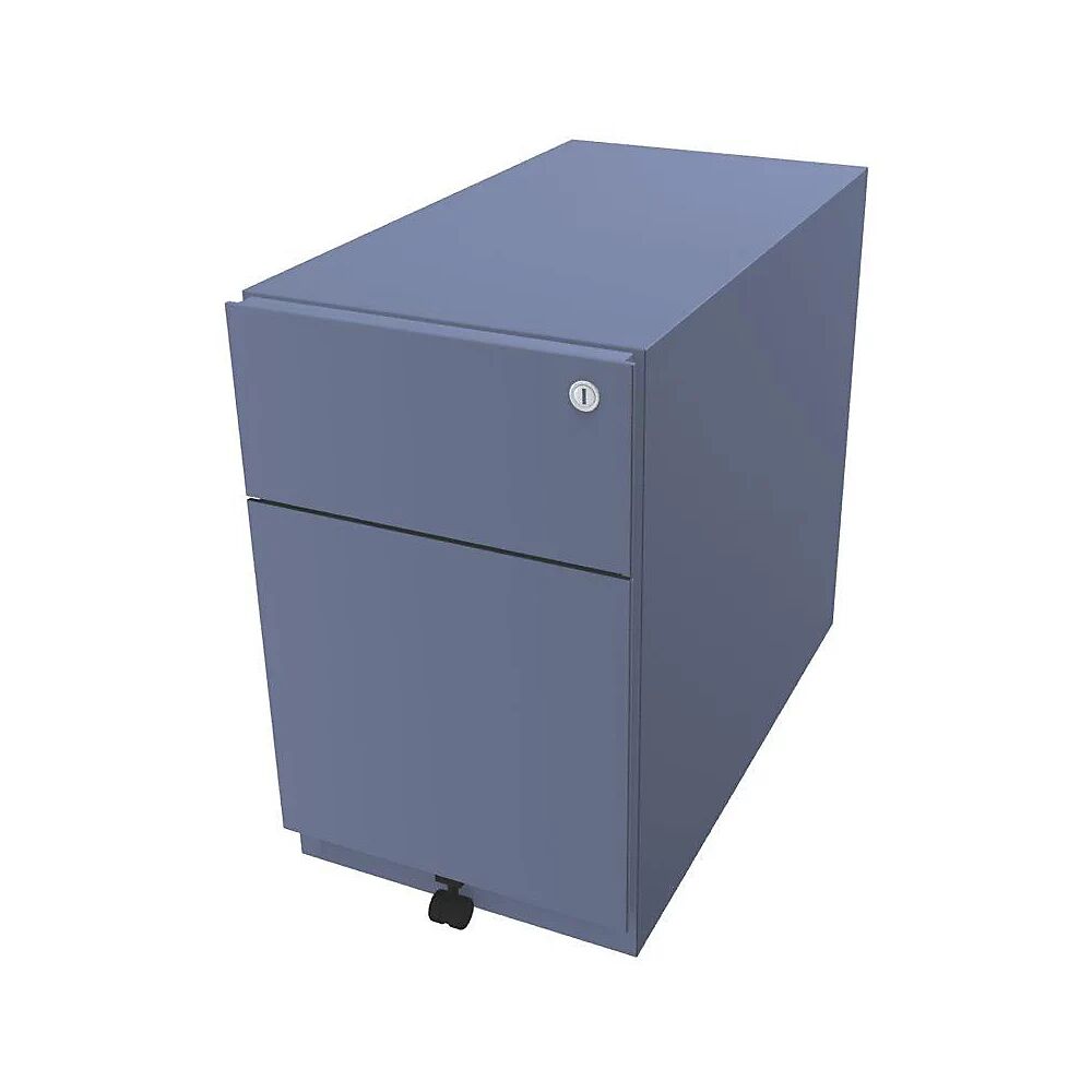 BISLEY Buck rodante Note™ con 1 archivador colgante y 1 cajón universal, H x A x P 495 x 300 x 565 mm, con tirador, azul