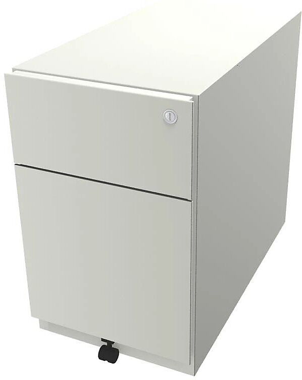 BISLEY Buck rodante Note™ con 1 archivador colgante y 1 cajón universal, H x A x P 495 x 300 x 565 mm, con tirador, blanco puro