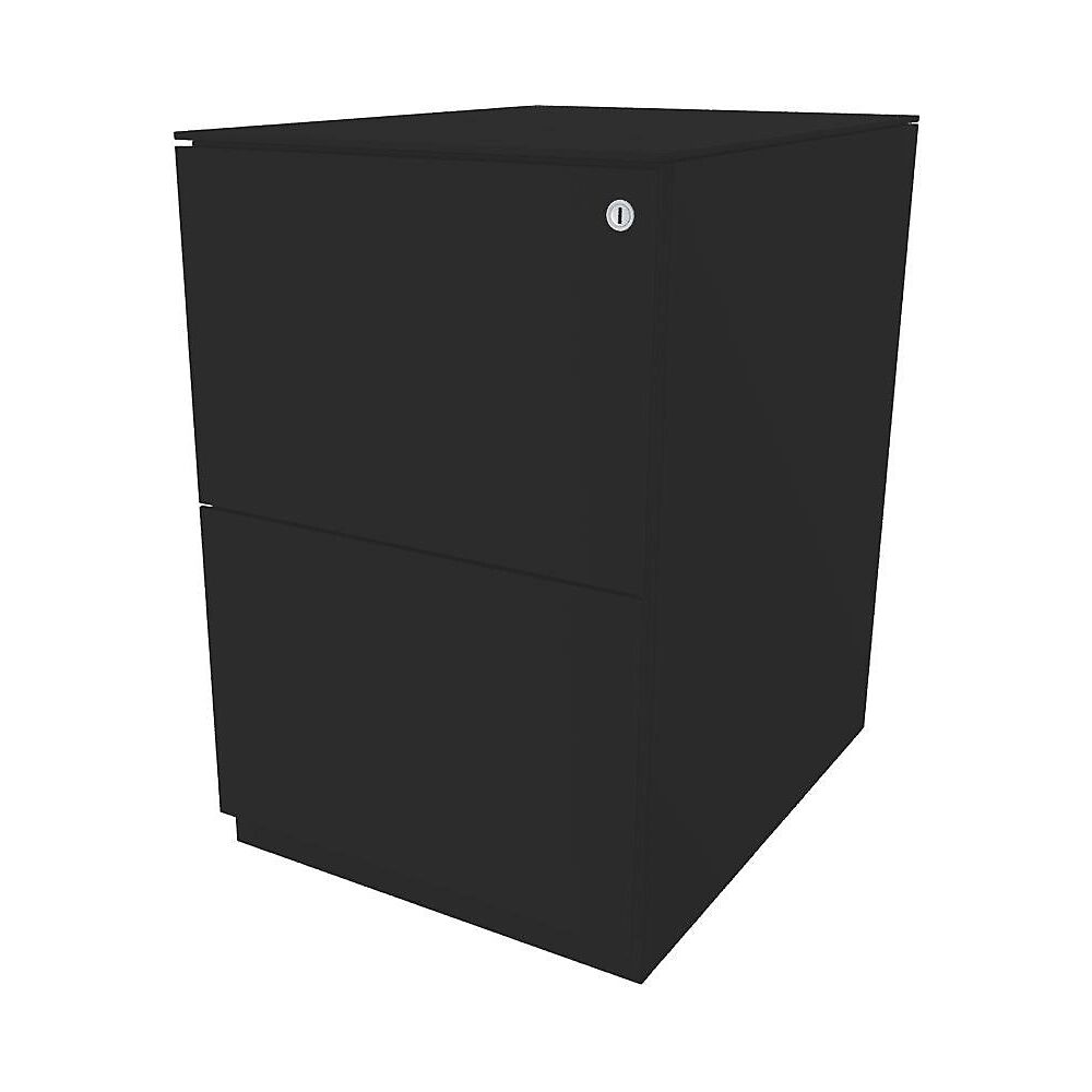 BISLEY Buck rodante Note™, con 2 cajones para archivadores colgantes, H x A 652 x 420 mm, con placa de cubierta, negro