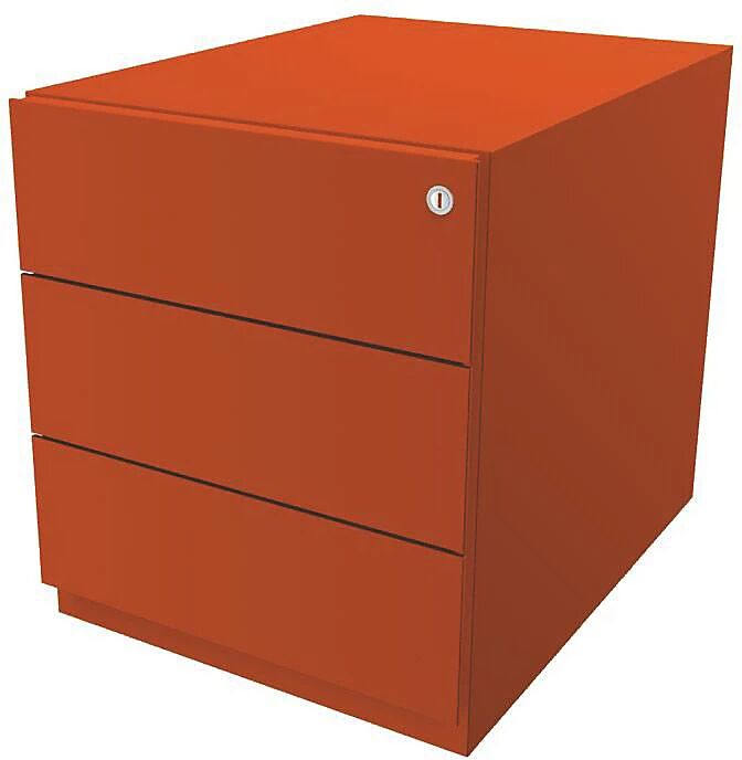 BISLEY Buck rodante Note™ con 3 cajones universales, H x A x P 495 x 420 x 565 mm, con tirador, naranja