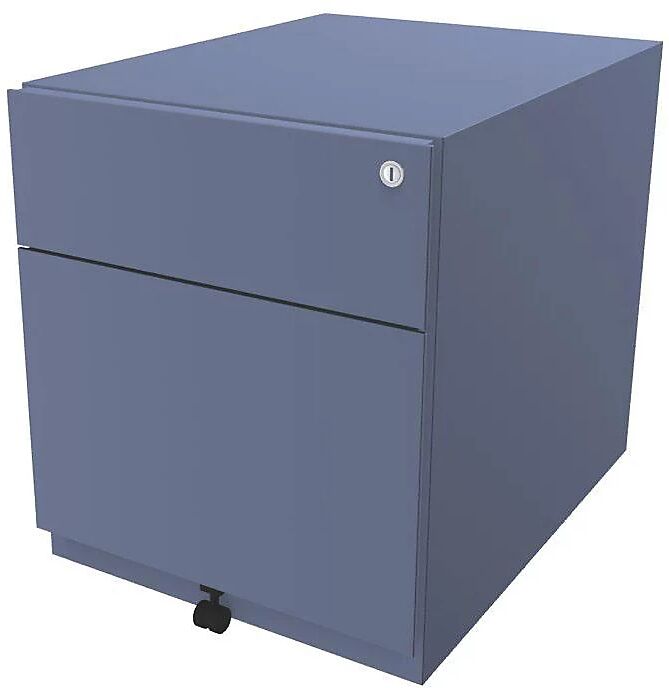 BISLEY Buck rodante Note™ con 1 archivador colgante y 1 cajón universal, H x A x P 495 x 420 x 565 mm, con tirador, azul