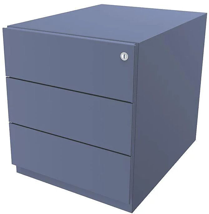 BISLEY Buck rodante Note™ con 3 cajones universales, H x A x P 495 x 420 x 565 mm, con tirador, azul