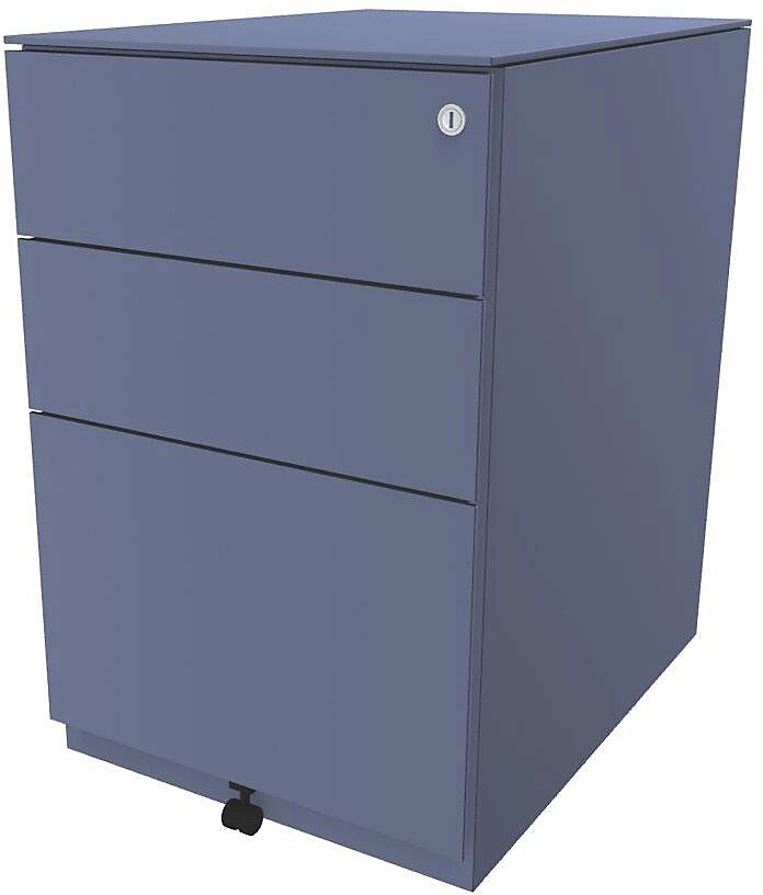 BISLEY Buck rodante Note™ con 2 cajones universales y 1 archivador colgante, H x A x P 652 x 420 x 565 mm, con cubierta, azul