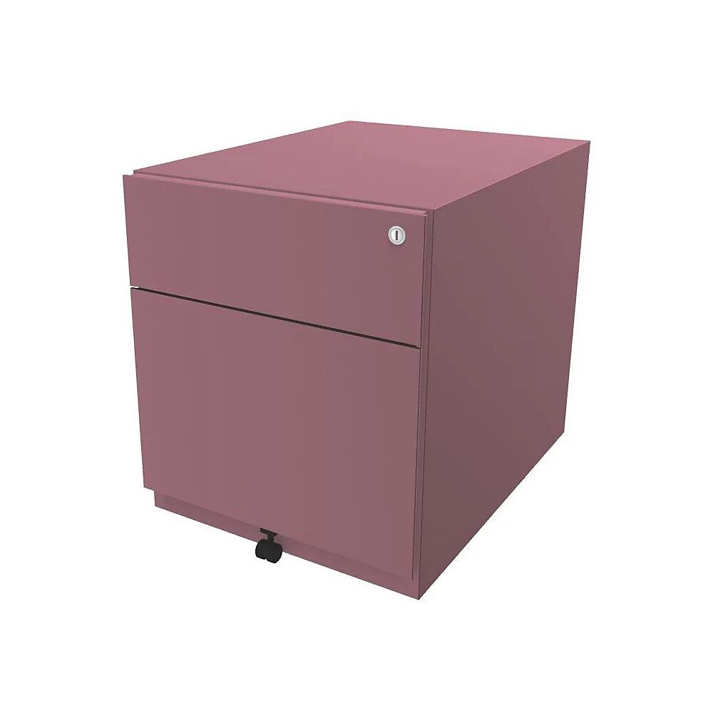 BISLEY Buck rodante Note™ con 1 archivador colgante y 1 cajón universal, H x A x P 495 x 420 x 565 mm, con tirador, rosa