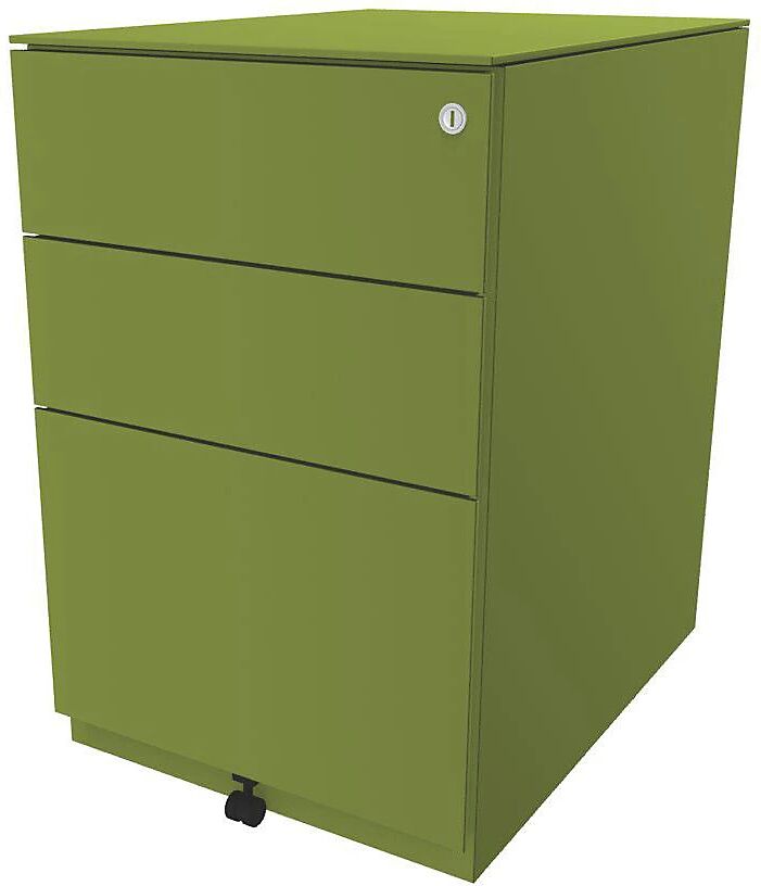 BISLEY Buck rodante Note™ con 2 cajones universales y 1 archivador colgante, H x A x P 652 x 420 x 565 mm, con cubierta, verde