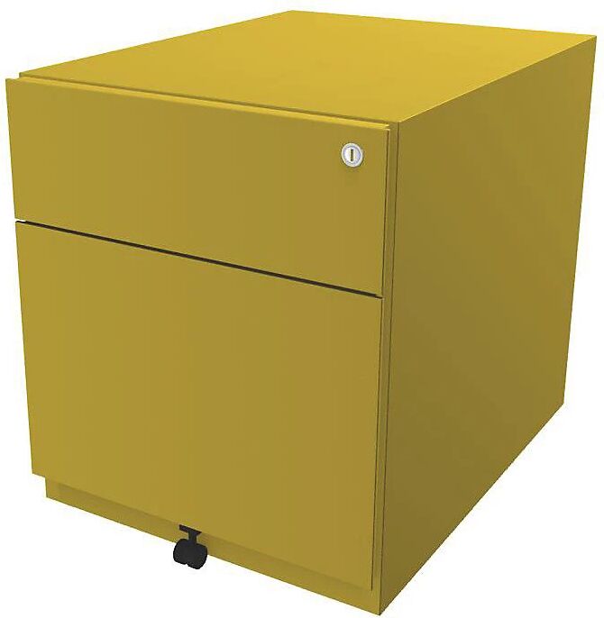 BISLEY Buck rodante Note™ con 1 archivador colgante y 1 cajón universal, H x A x P 495 x 420 x 565 mm, con tirador, amarillo