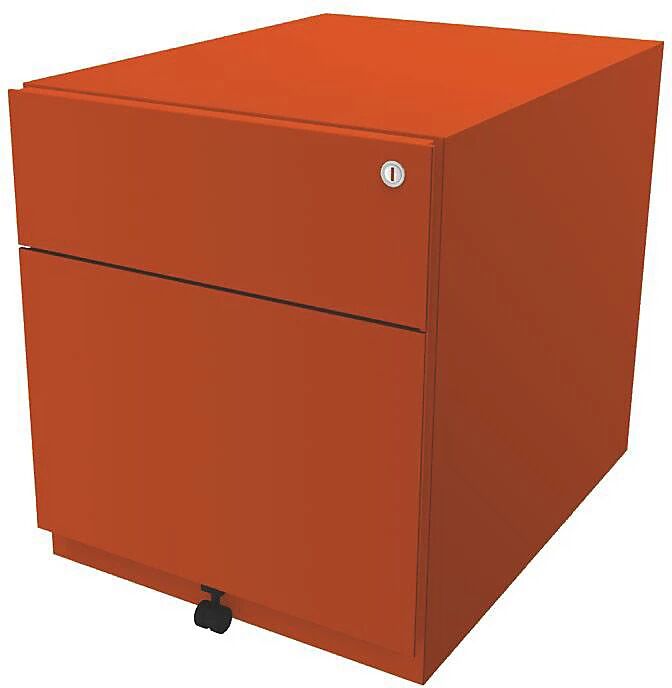 BISLEY Buck rodante Note™ con 1 archivador colgante y 1 cajón universal, H x A x P 495 x 420 x 565 mm, con tirador, naranja